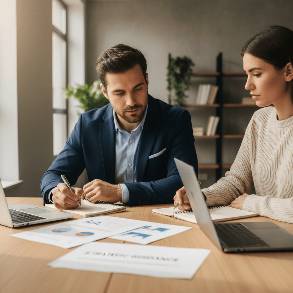 Strategic consultation session between consultant and business owner