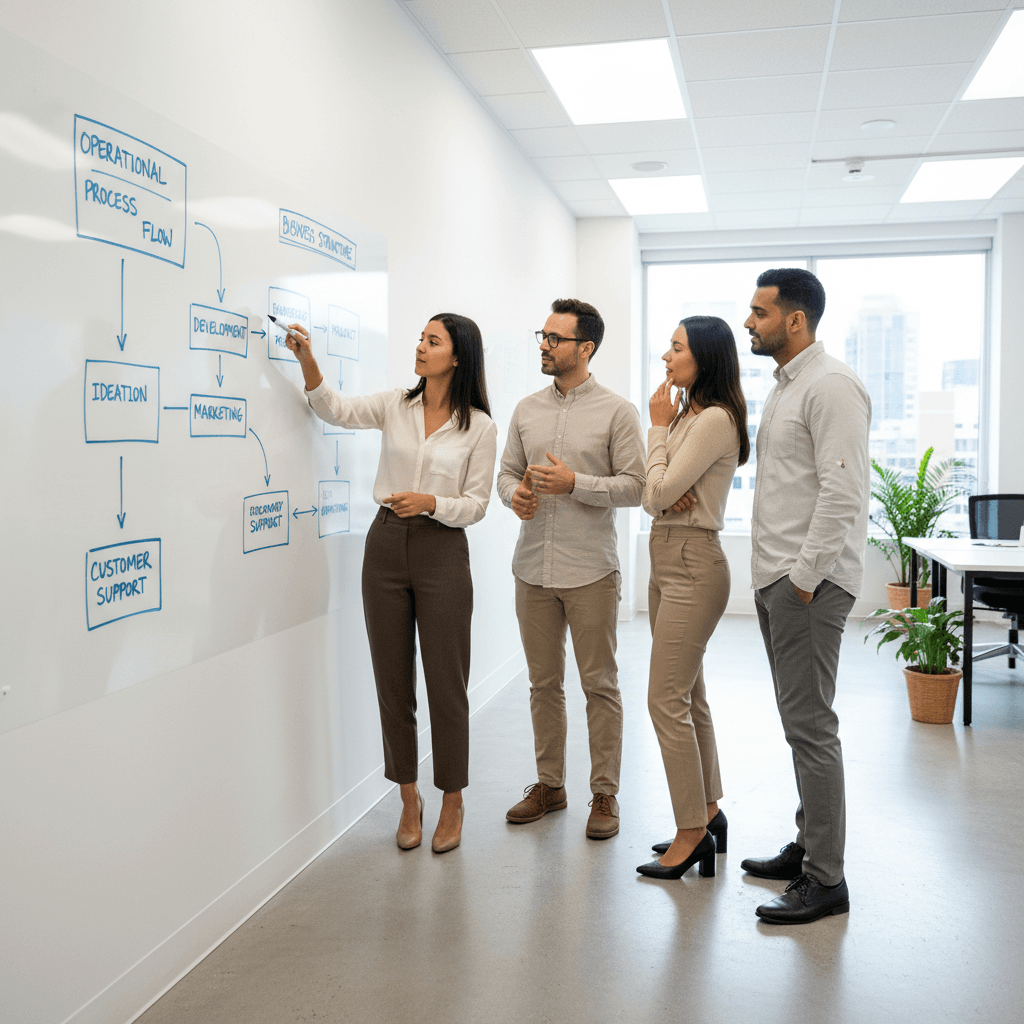 Team collaborating on operational improvement and process design