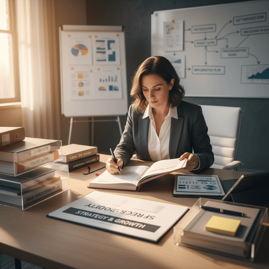 Consultant conducting operational analysis and strategic review